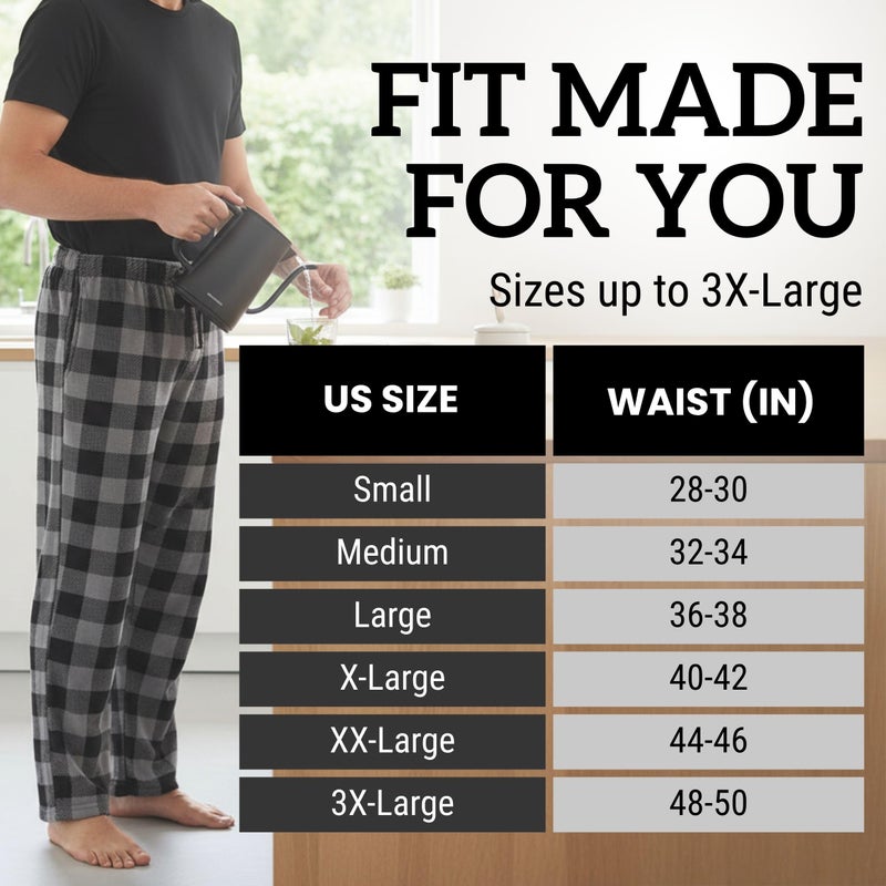 #FollowMe 45902-1C-S Polar Fleece Pajama Pants for Men/Sleepwear/PJs, Blue Buffalo Plaid, Small - Image 5